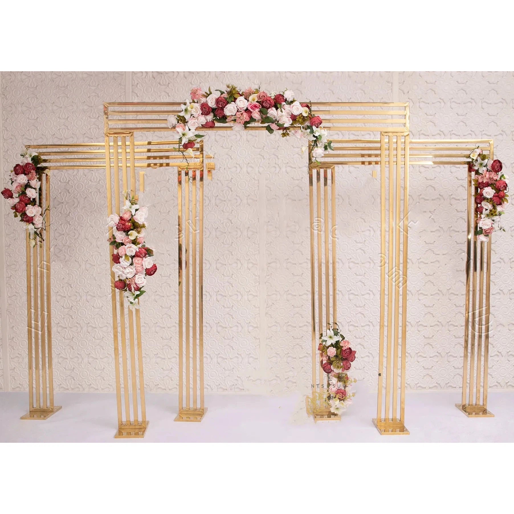 Arch Gilded Shelf Wrought Iron Screen Arches Gold Plated Frame  