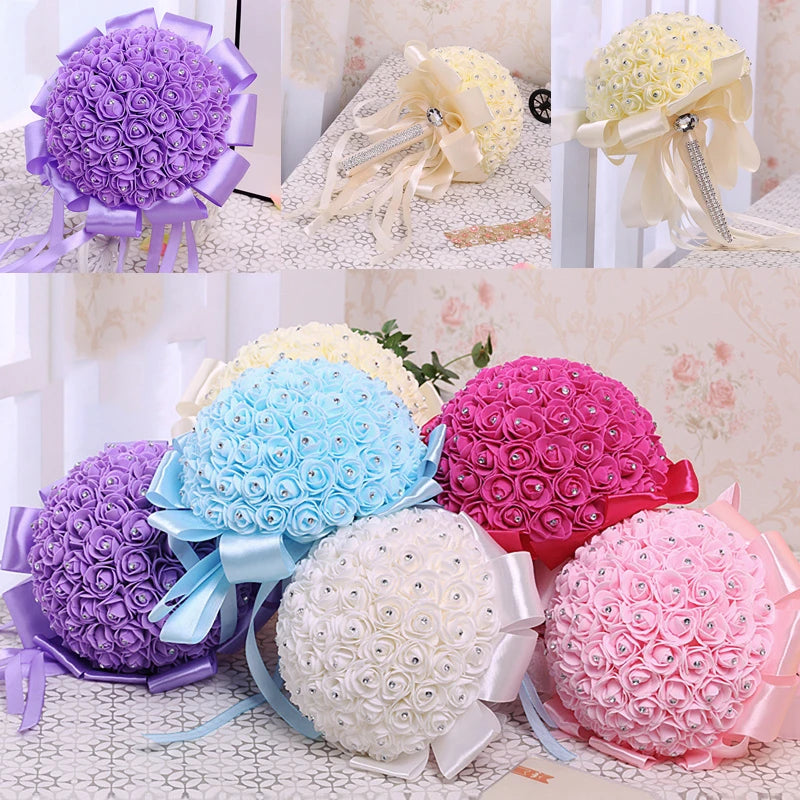 Artificial Bridal Bouquet Handmade Beauty Foam Roses  