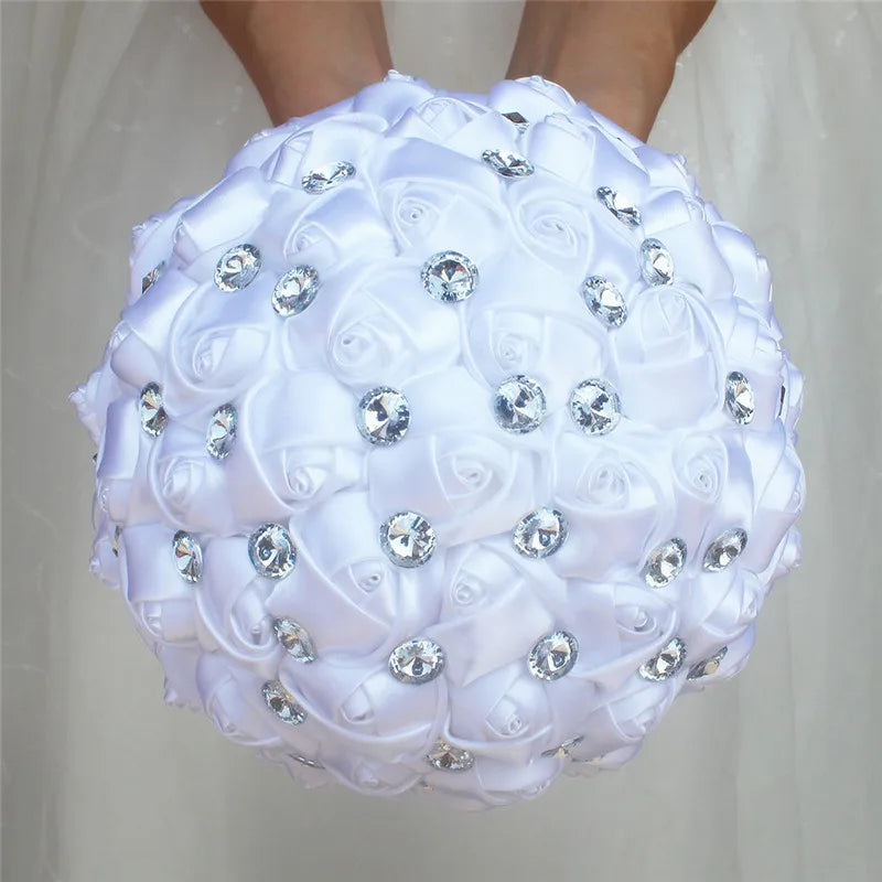 Artificial Brooch Bouquet Ribbon Rhinestone Pearl Bouquet  