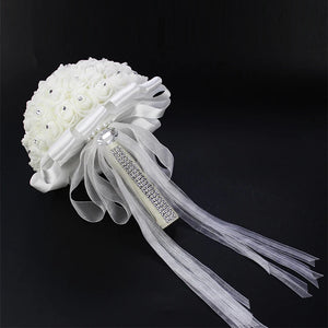 Artificial Wedding Bouquets Hand Made Rose Flower Rhinestone-Bouquet-My Online Wedding Store