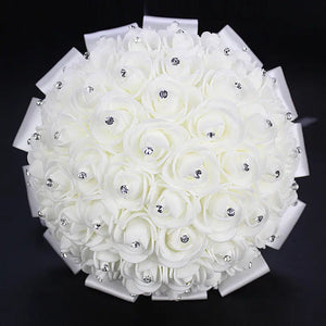 Artificial Wedding Bouquets Hand Made Rose Flower Rhinestone-Bouquet-My Online Wedding Store