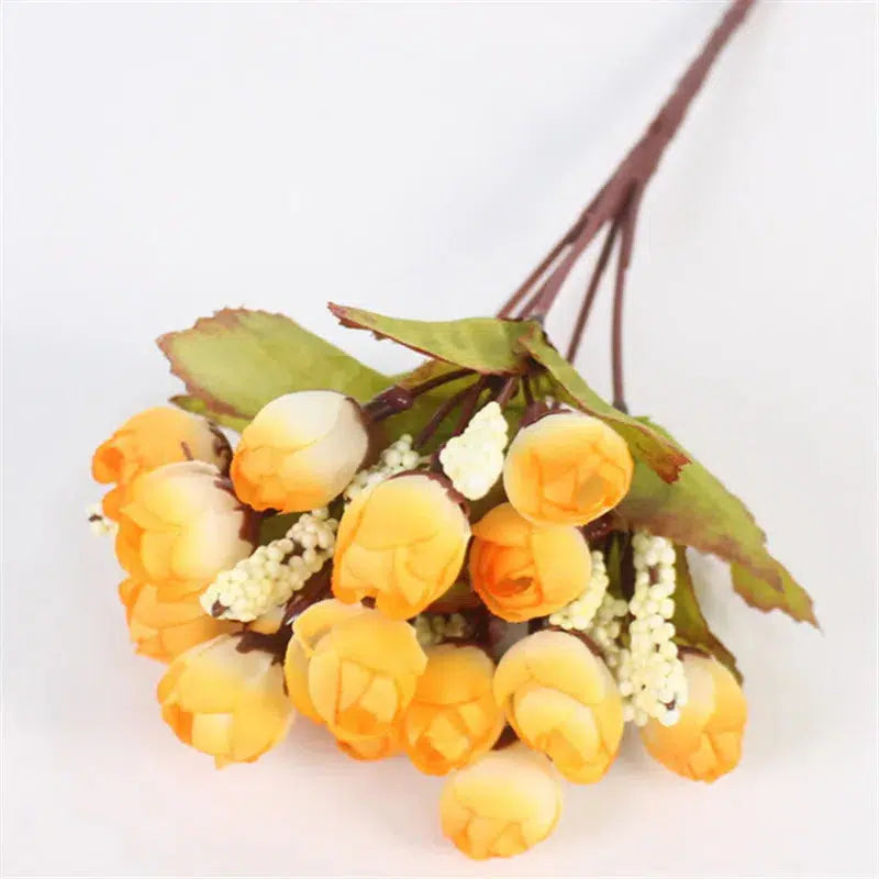 Autumn Bouquet Small Bud Roses Silk Artificial Flower  