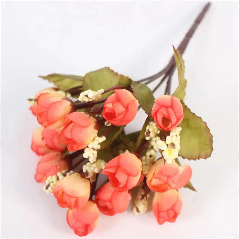 Autumn Bouquet Small Bud Roses Silk Artificial Flower  