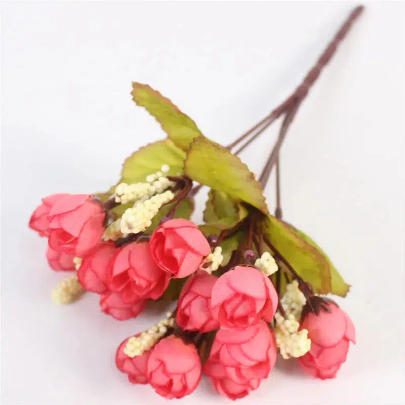 Autumn Bouquet Small Bud Roses Silk Artificial Flower  