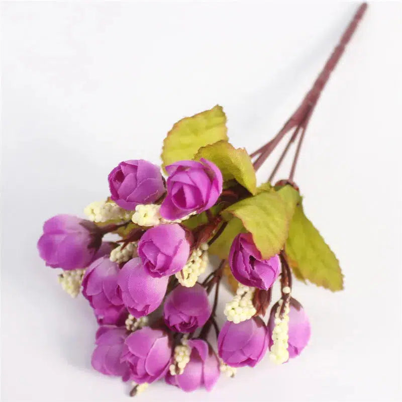 Autumn Bouquet Small Bud Roses Silk Artificial Flower  