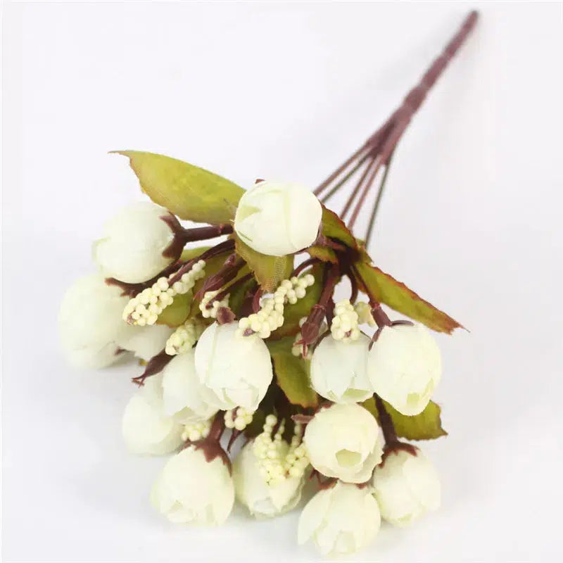 Autumn Bouquet Small Bud Roses Silk Artificial Flower  