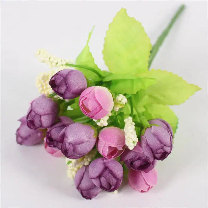 Autumn Bouquet Small Bud Roses Silk Artificial Flower  