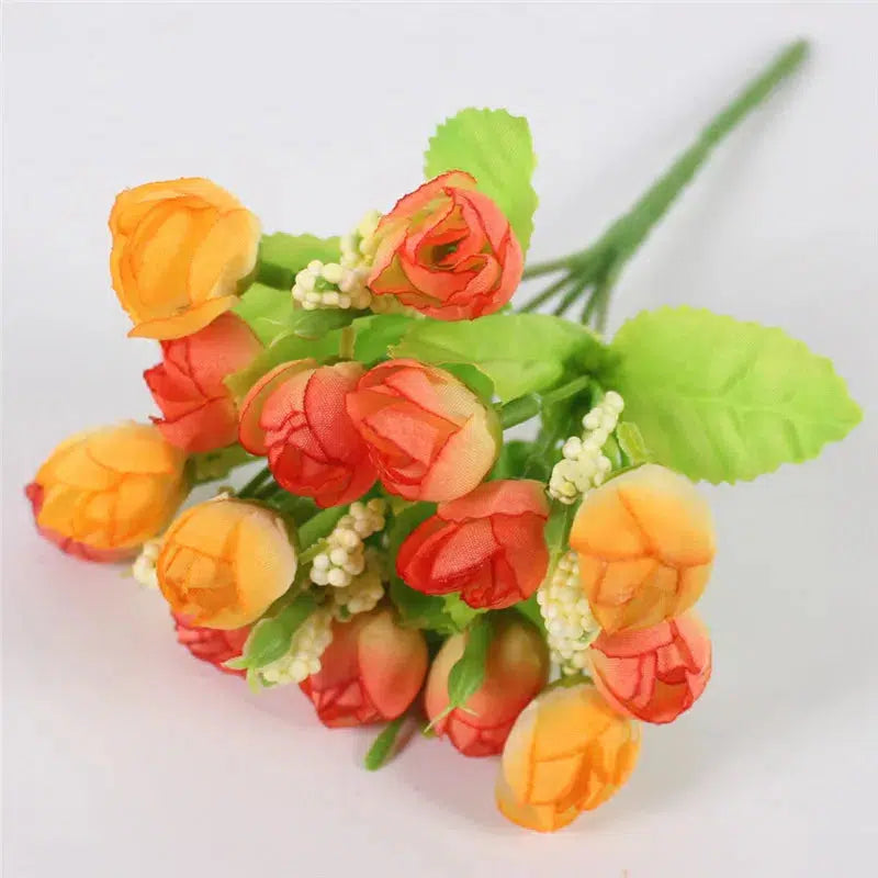 Autumn Bouquet Small Bud Roses Silk Artificial Flower  