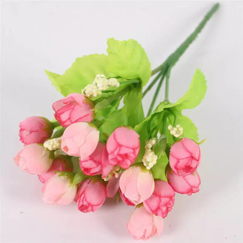 Autumn Bouquet Small Bud Roses Silk Artificial Flower  