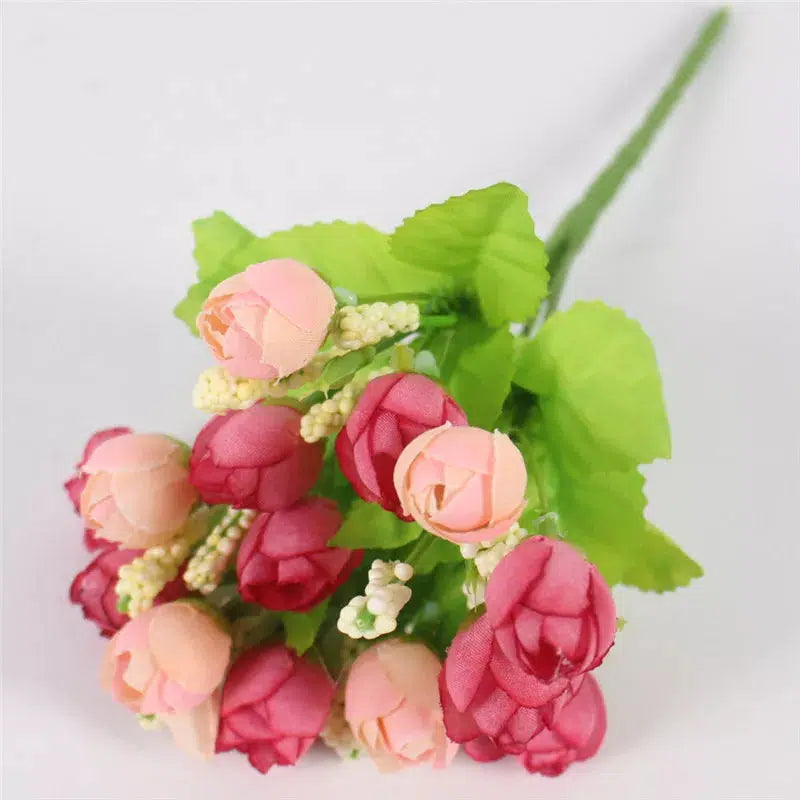 Autumn Bouquet Small Bud Roses Silk Artificial Flower  