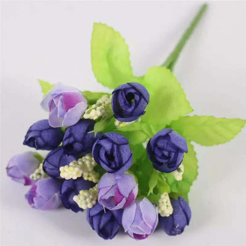 Autumn Bouquet Small Bud Roses Silk Artificial Flower  