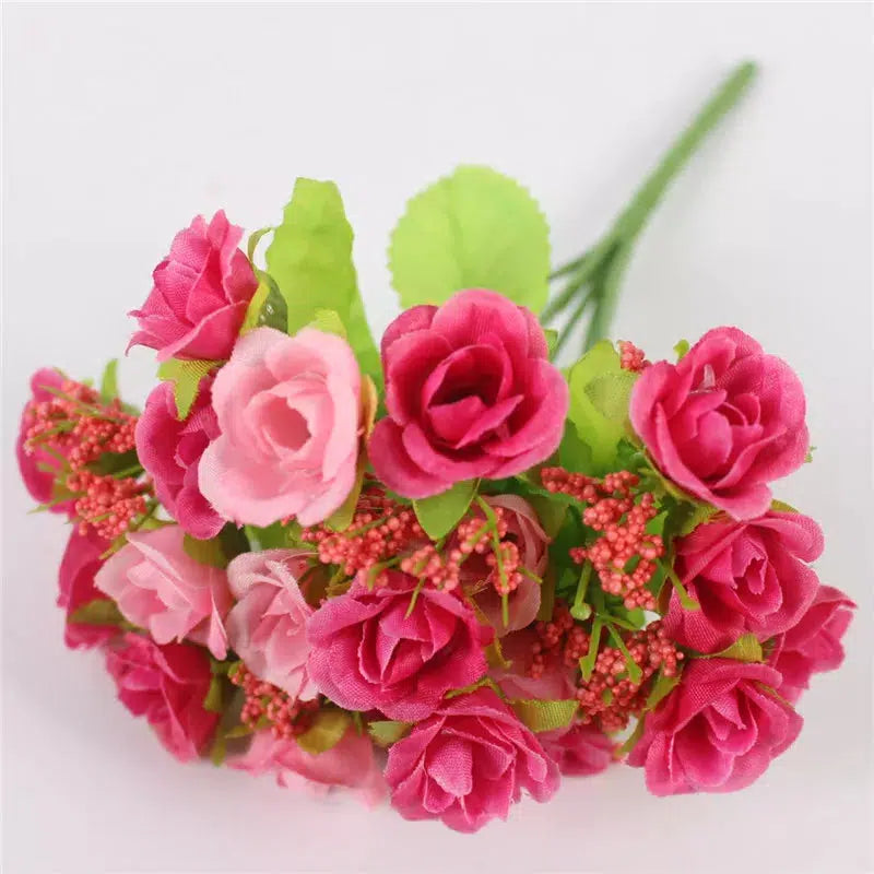 Autumn Bouquet Small Bud Roses Silk Artificial Flower  