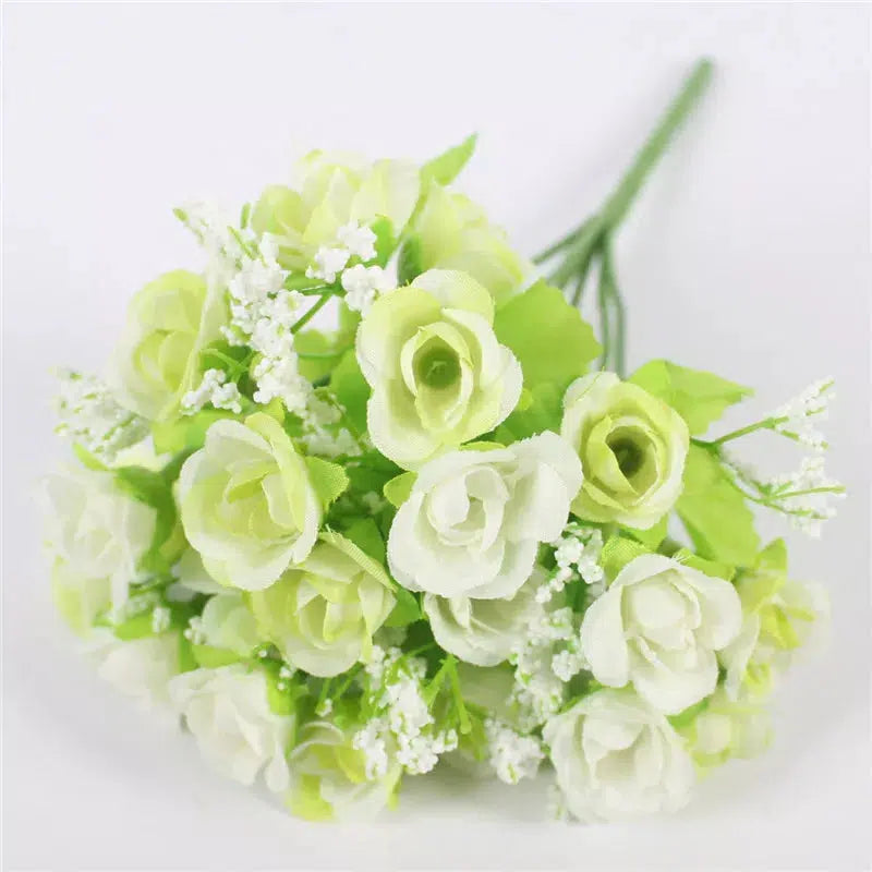 Autumn Bouquet Small Bud Roses Silk Artificial Flower  