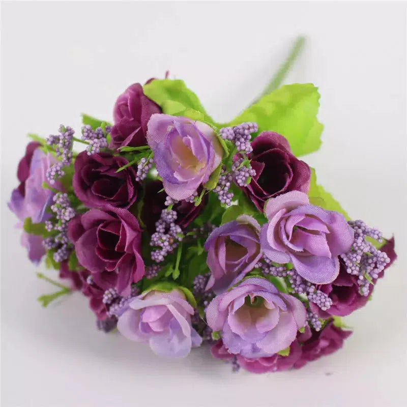 Autumn Bouquet Small Bud Roses Silk Artificial Flower  