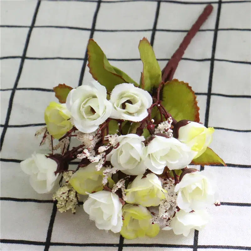 Autumn Bouquet Small Bud Roses Silk Artificial Flower  