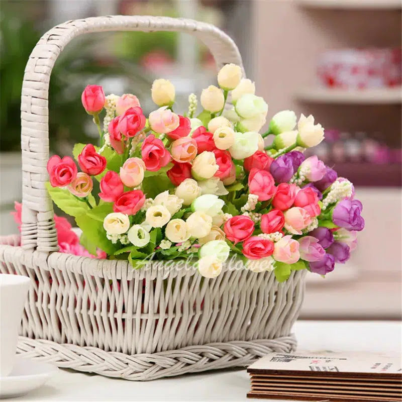 Autumn Bouquet Small Bud Roses Silk Artificial Flower  