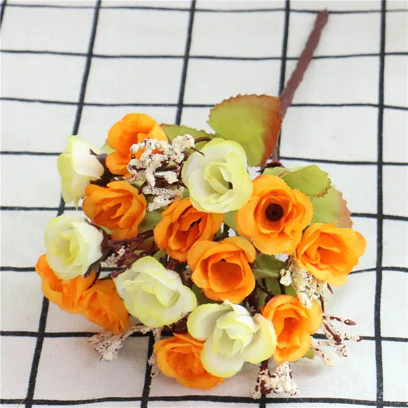 Autumn Bouquet Small Bud Roses Silk Artificial Flower  