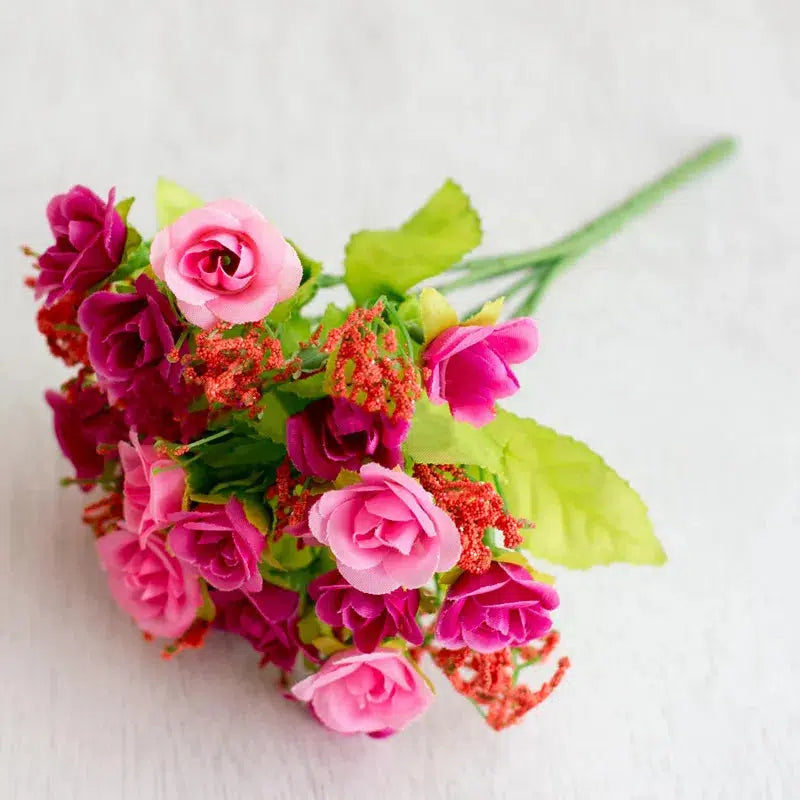 Autumn Bouquet Small Bud Roses Silk Artificial Flower  