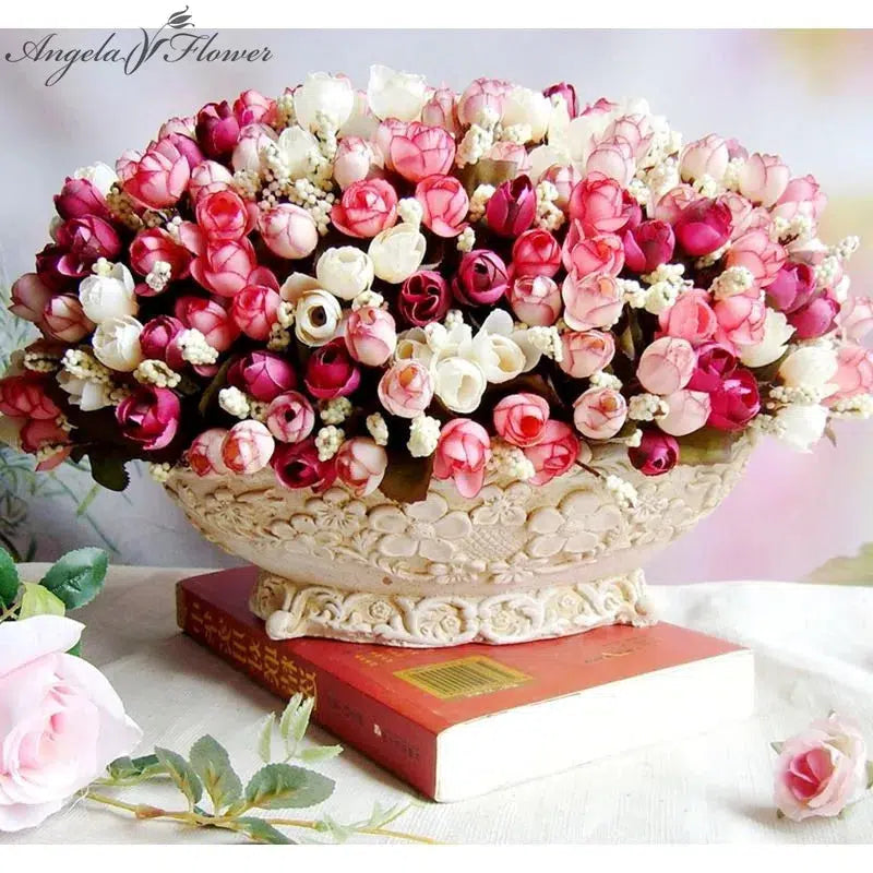 Autumn Bouquet Small Bud Roses Silk Artificial Flower  