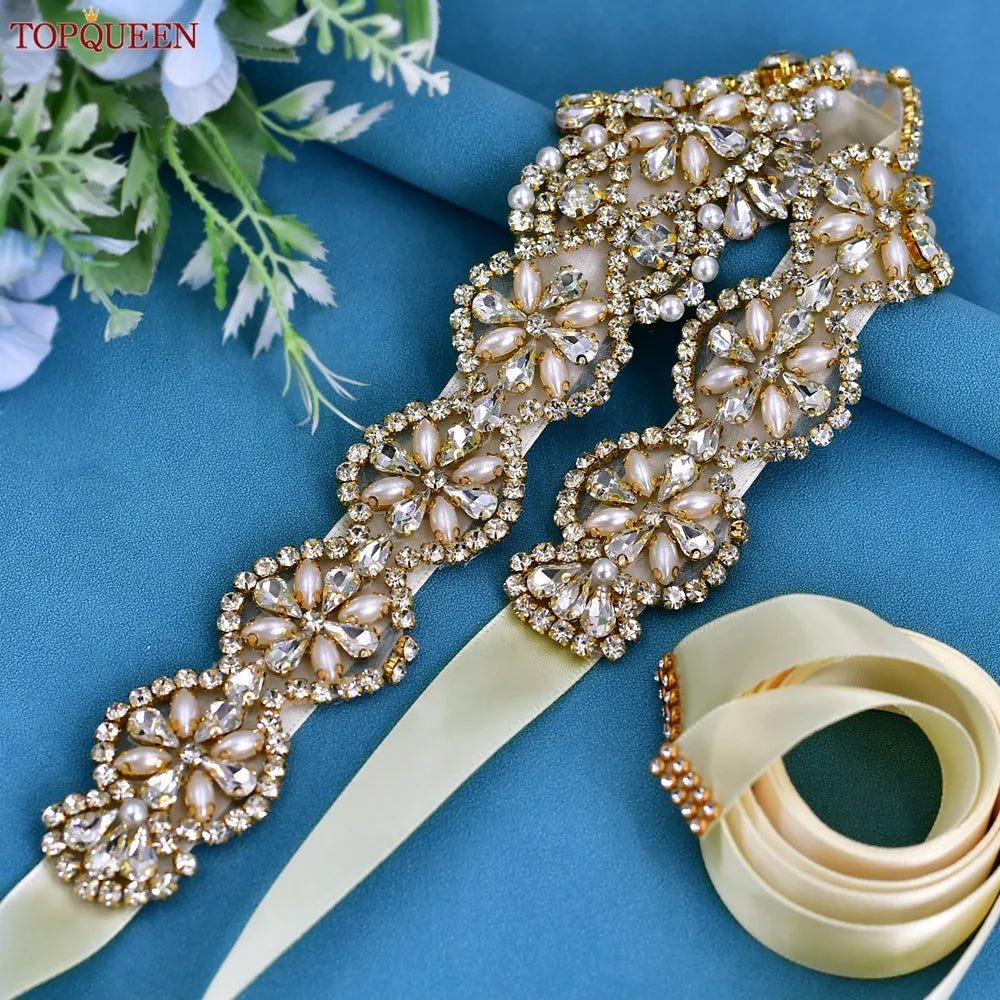 Belt Pearl Rhinestone Belts Wedding Bridal  