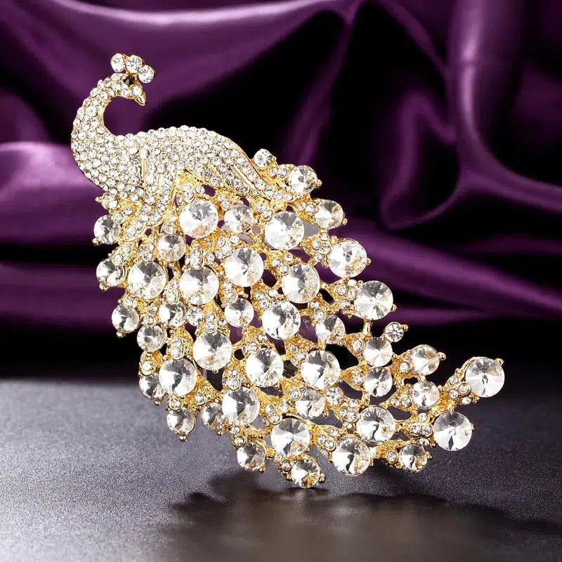 Big size rhinestone peacock wedding brooches  