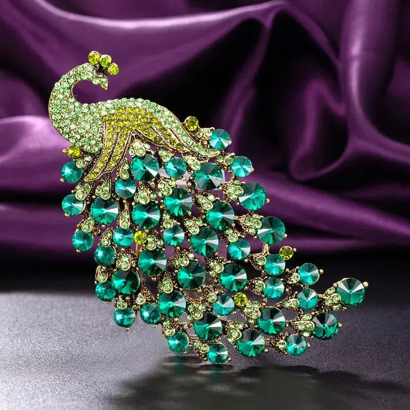 Big size rhinestone peacock wedding brooches  