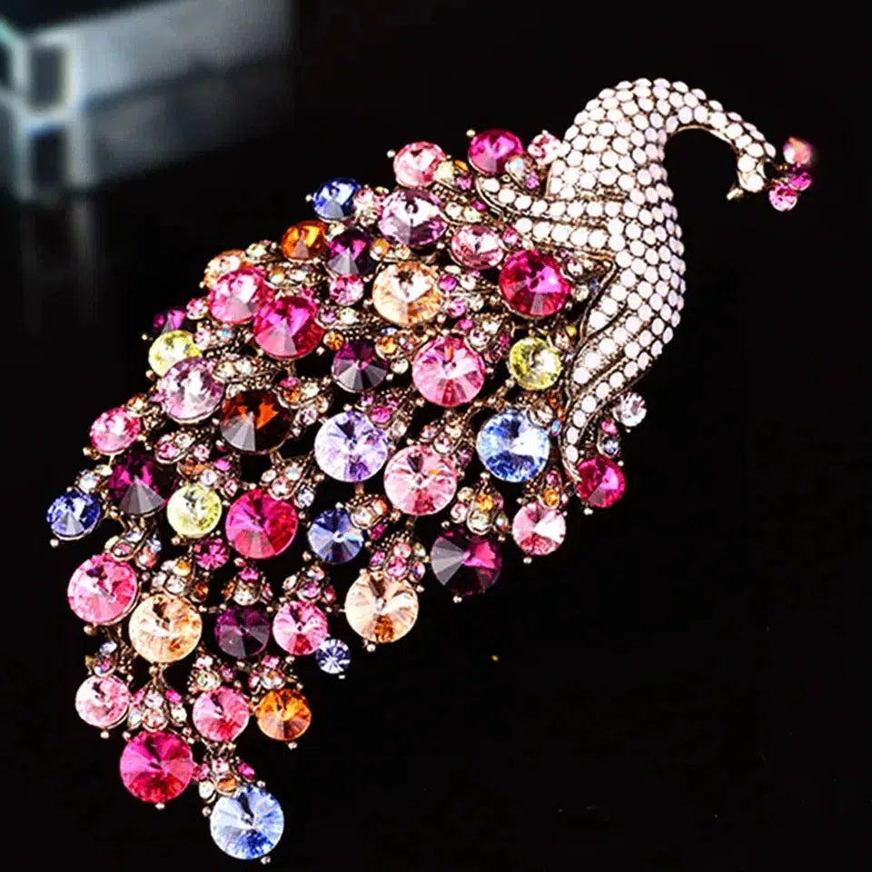 Big size rhinestone peacock wedding brooches  