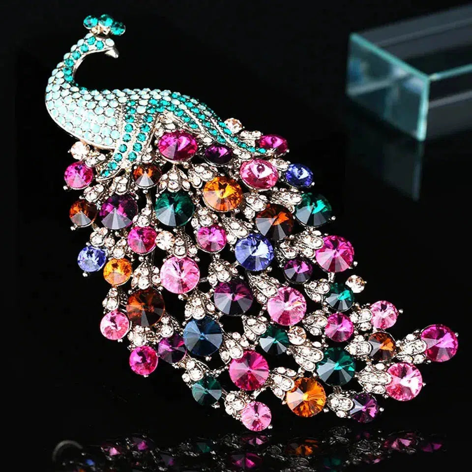 Big size rhinestone peacock wedding brooches  