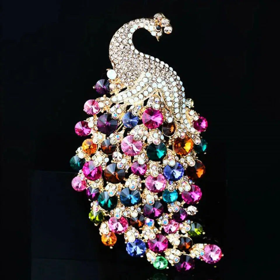 Big size rhinestone peacock wedding brooches  