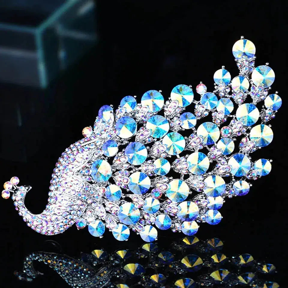 Big size rhinestone peacock wedding brooches  