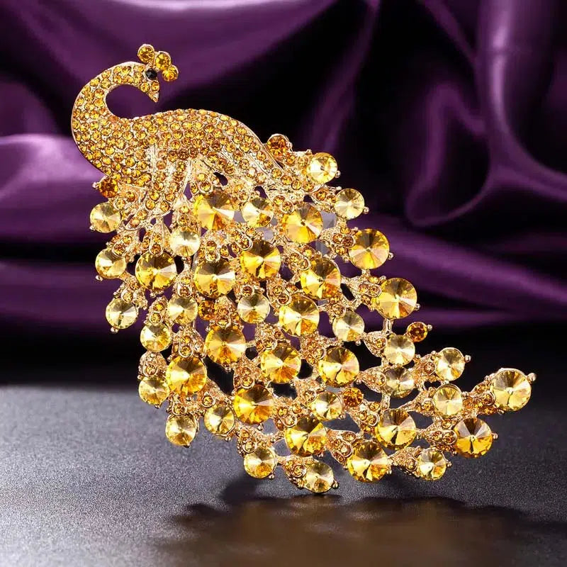 Big size rhinestone peacock wedding brooches  