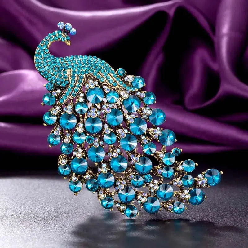 Big size rhinestone peacock wedding brooches  