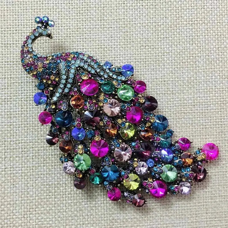 Big size rhinestone peacock wedding brooches  