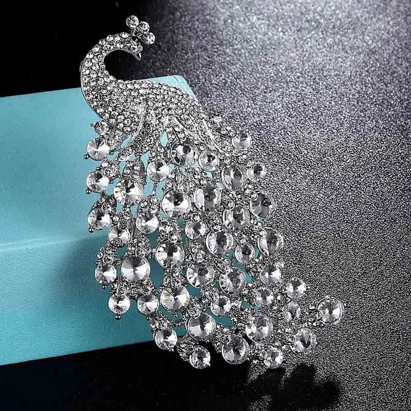 Big size rhinestone peacock wedding brooches  