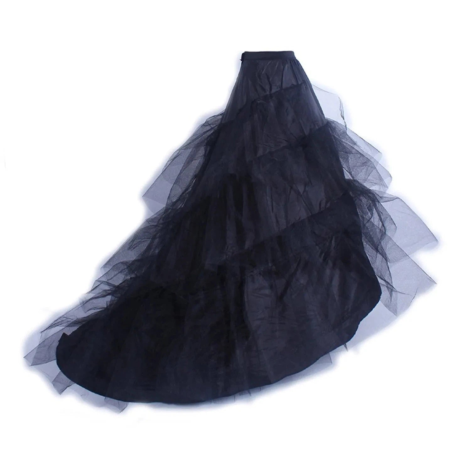 Black Hoop Long Petticoat Crinoline Ball Gown Skirt Underskirt