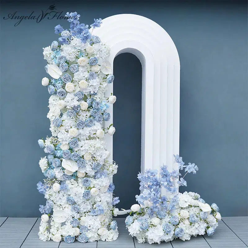 Blue White Rose Wedding Backdrop Arch  