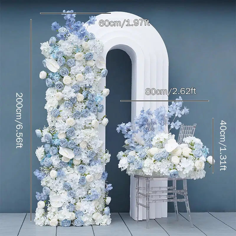 Blue White Rose Wedding Backdrop Arch  