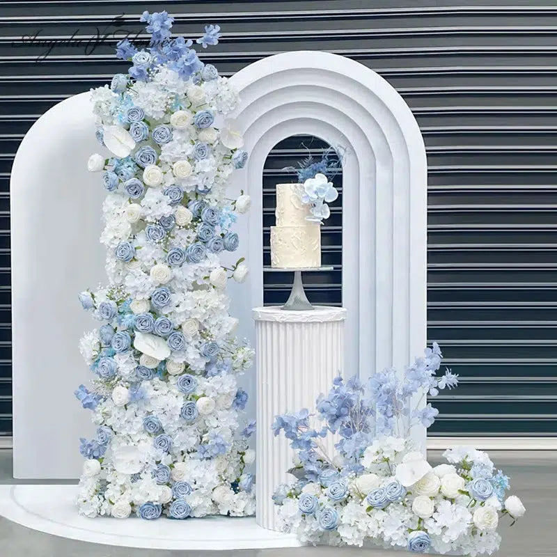 Blue White Rose Wedding Backdrop Arch  