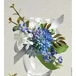 Boutonnieres Men Ribbon White Roses Blue Orchid & Corsages  