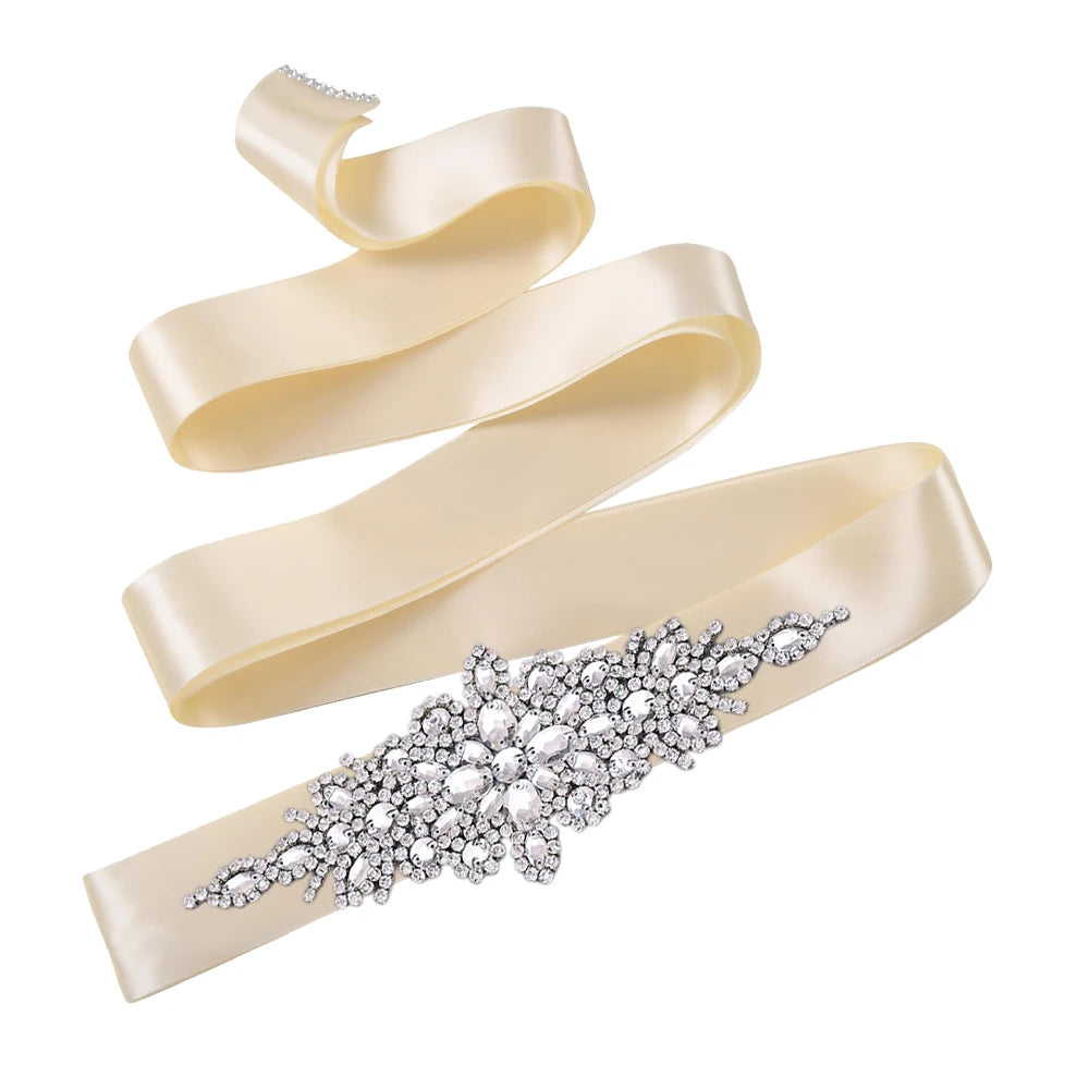 Bridal Wedding Belts Luxury Silver Rhinestone Sequin Belt  