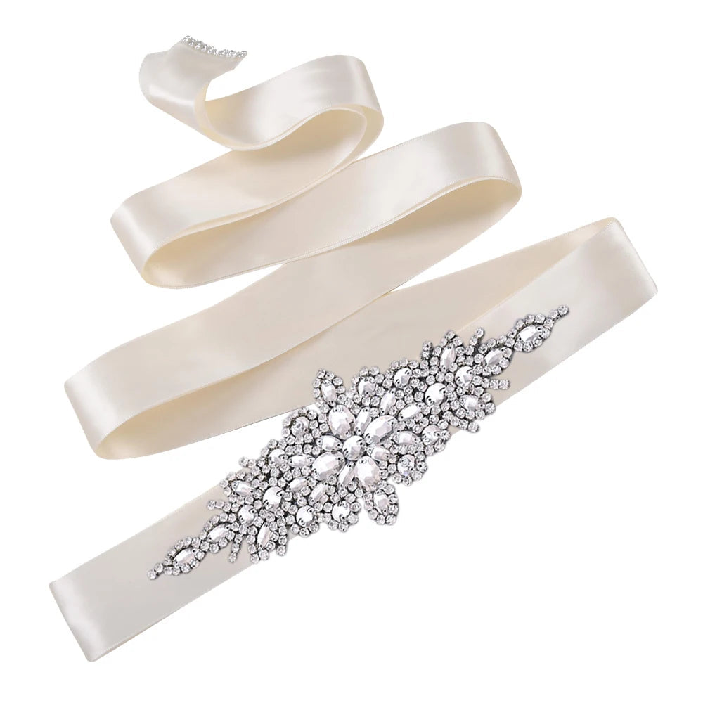 Bridal Wedding Belts Luxury Silver Rhinestone Sequin Belt  