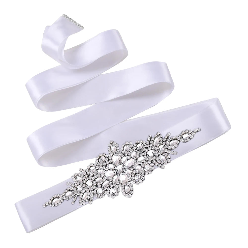 Bridal Wedding Belts Luxury Silver Rhinestone Sequin Belt  