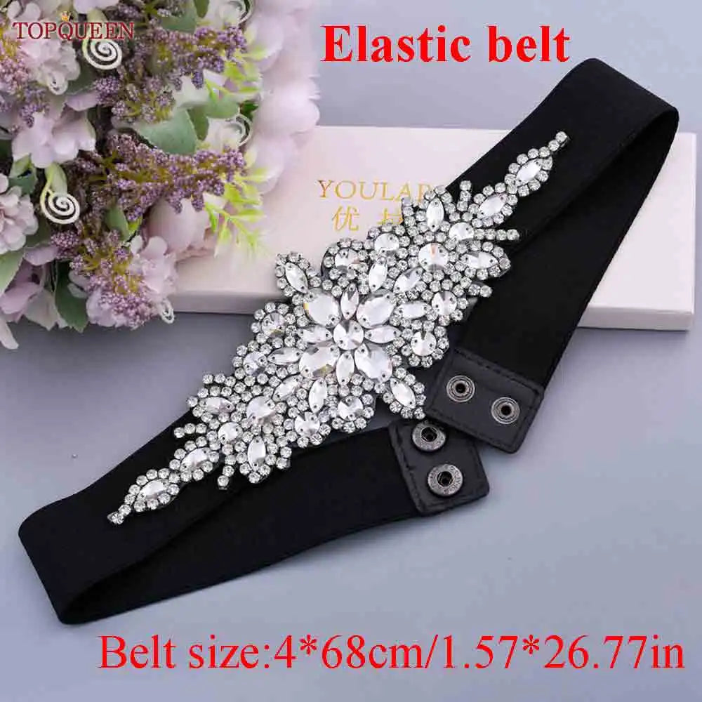 Bridal Wedding Belts Luxury Silver Rhinestone Sequin Belt  