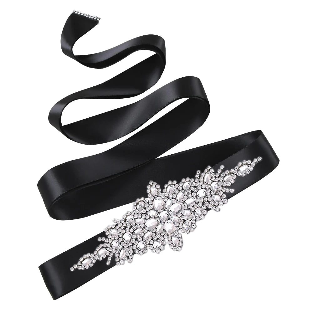 Bridal Wedding Belts Luxury Silver Rhinestone Sequin Belt  