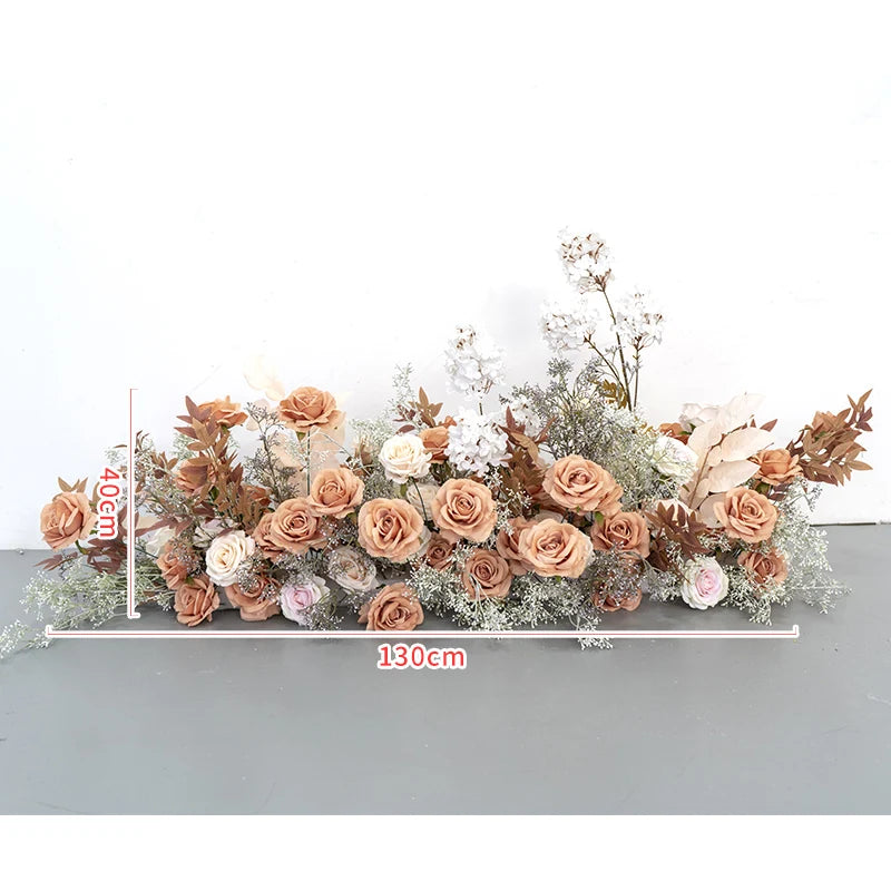 Coffee Floral Artificial Flower Row Arrangement & Flower Ball  