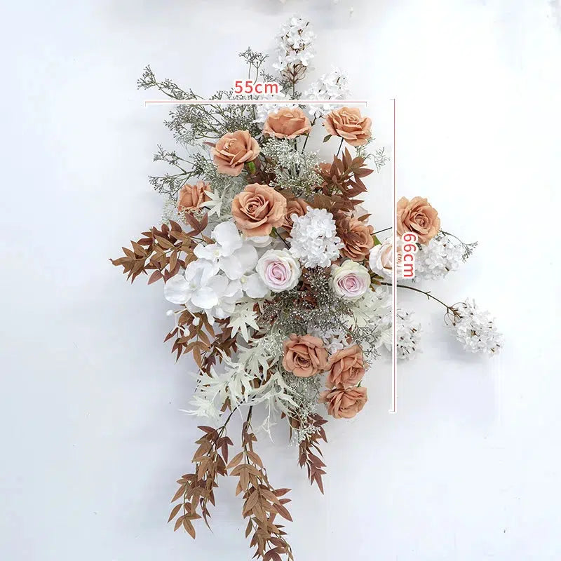 Coffee Floral Artificial Flower Row Arrangement & Flower Ball  