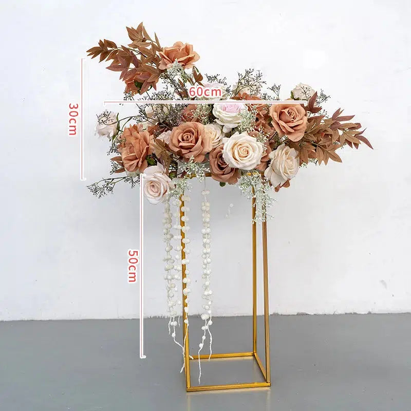 Coffee Floral Artificial Flower Row Arrangement & Flower Ball  