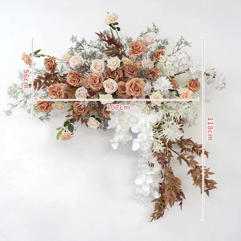 Coffee Floral Artificial Flower Row Arrangement & Flower Ball  