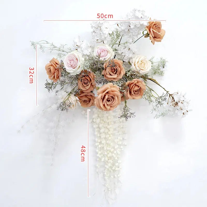 Coffee Floral Artificial Flower Row Arrangement & Flower Ball  