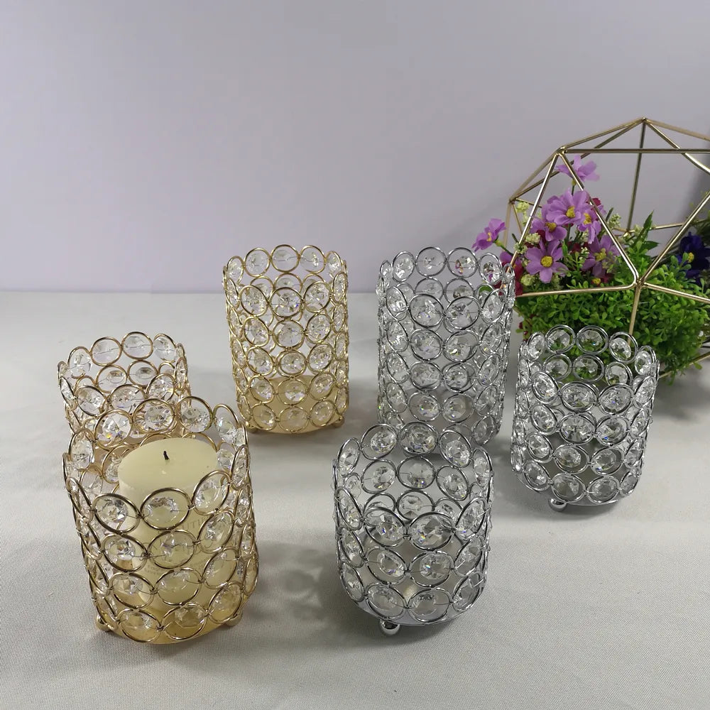 Crystal Candle Holder Silver /Gold Candlestick Candle  